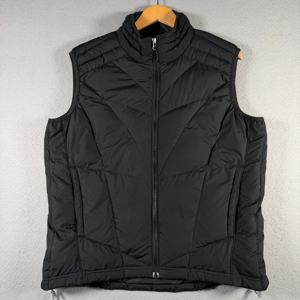 REI Womens Goose Down Puffer Vest Black Quilted Full Zip 770318 F08 Large